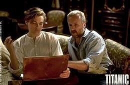 Leo goes over a scene with director James Cameron