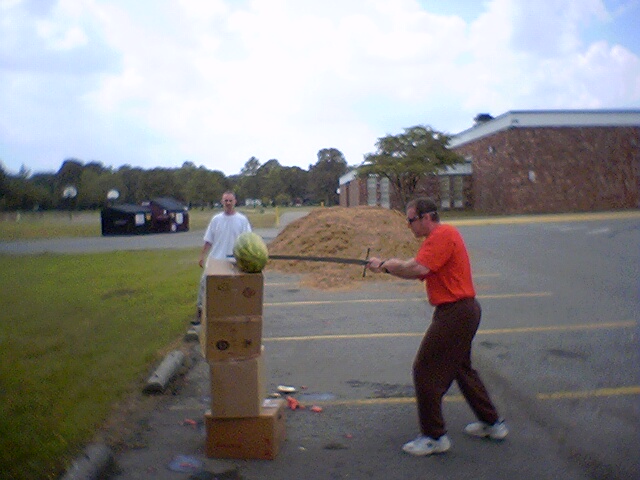 Jaron Bernstein Test Cuts A Watermelon With A Blunt