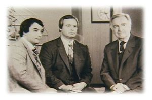 Photo from the Omaha Press Club lobby of former WOWT anchors Byron Wood & Mr. Kerr with Mr. Walter Cronkite.