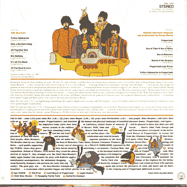 This graphic of the US Yellow Submarine LP's back cover is here through the courtesy of Mitch McGeary.Thanks again,Mitch.