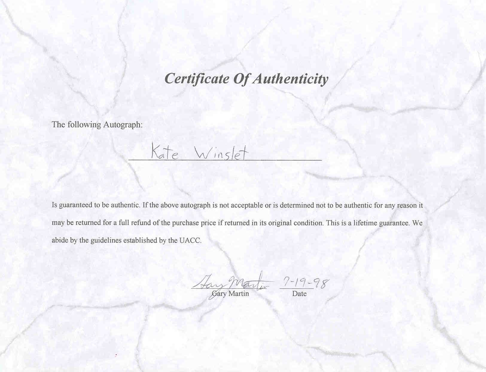 Certificate of Authenticity