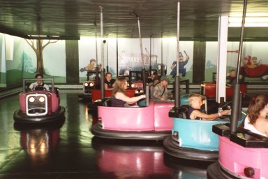 Mr friend Nicole and I brushing up on our driving skills. I'm the one in the black shirt and red car. She's in the pink car with the tank top on