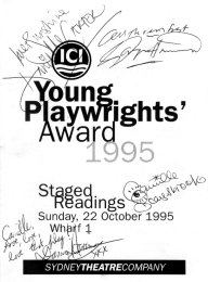 Programme from the Sydney Theatre Company production, signed by cast and director.