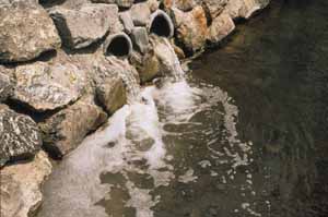 Photo of waste water entering a Swiss stream