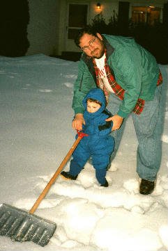 Ari 'shoveling' snow