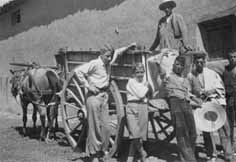 Putting the barley into the grain warehouse