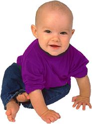 Baby with a purple shirt changed using color balance.