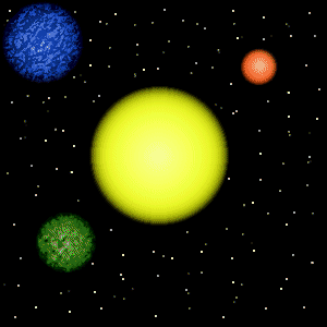 a solar system graphic made with the airbrush tool