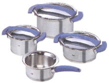 Stainless steel cookware, 7 piece set from Fissler, made in Germany