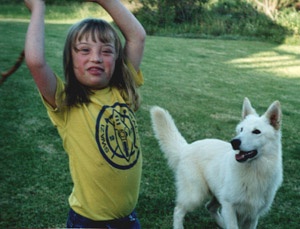 Emma with Grandma's new dog