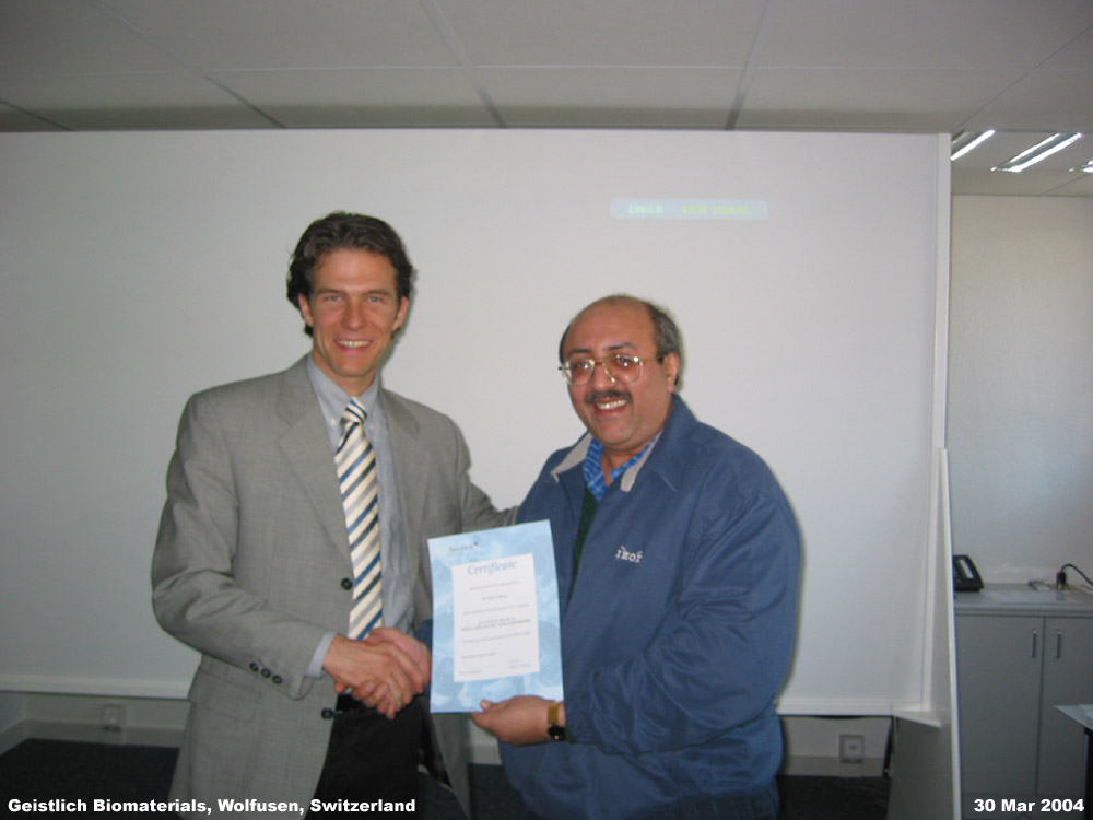 Geistlich Biomaterials Course Certificate at Wolfusen, Switzerland