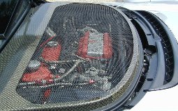 Carbon-fiber/mesh engine cover