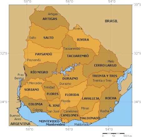 Map of Uruguay