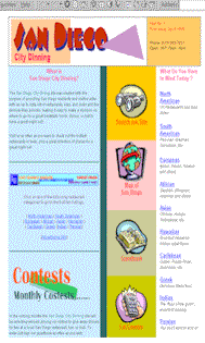 The San Diego City Dining site as seen on Internet Explorer 4.01