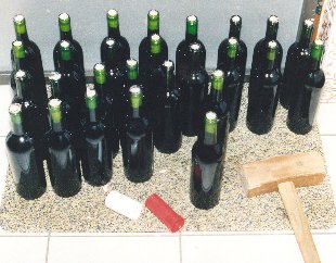 Bottles of homemade wine