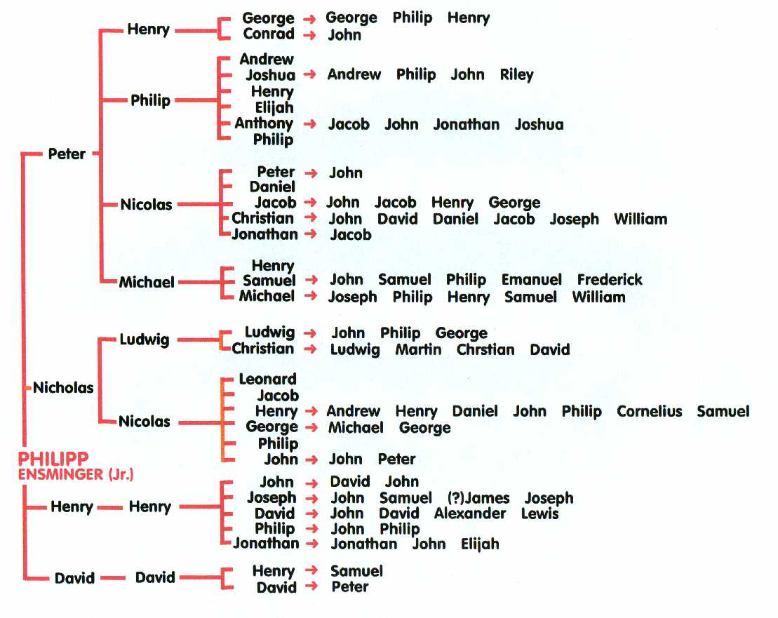 {CHART: American immigrant sons
of Philipp Ensminger]