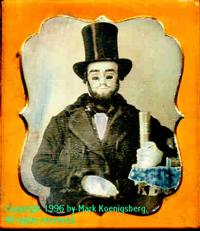 Sixth-plate daguerreotype of Man, Hat, Book and Glasses