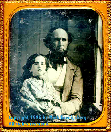 Sixth-plate daguerreotype of Father and Daughter Near Window