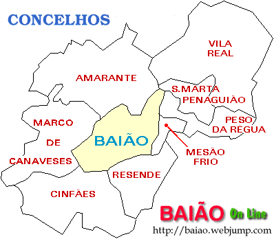 Mapa dos Concelhos de Baio e Vizinhos