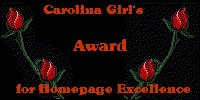 Carolina Girl's Award for Homepage Excellence, 10/5/98