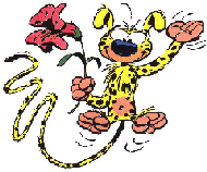 Marsupilami holds a flower