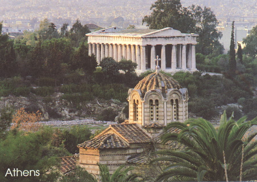 Iglesia bizantina y un templo antiguo