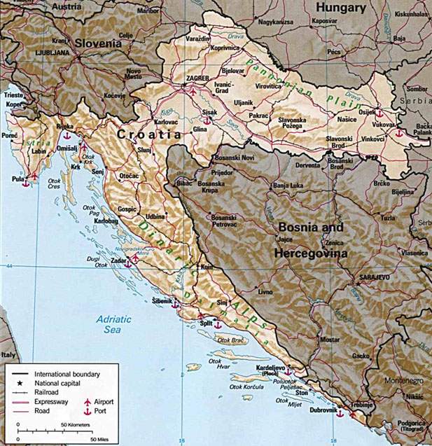 Karta R. Hrvatske / Map of R. Croatia