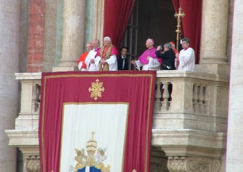 The balcony of St. Peter's where the famous words 'Habemus Papam' announcing the election of the new pope were spoken by the Dean of Cardinals