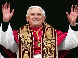 The newly-elected pope, German Cardinal Ratzinger (Benedict XVI)