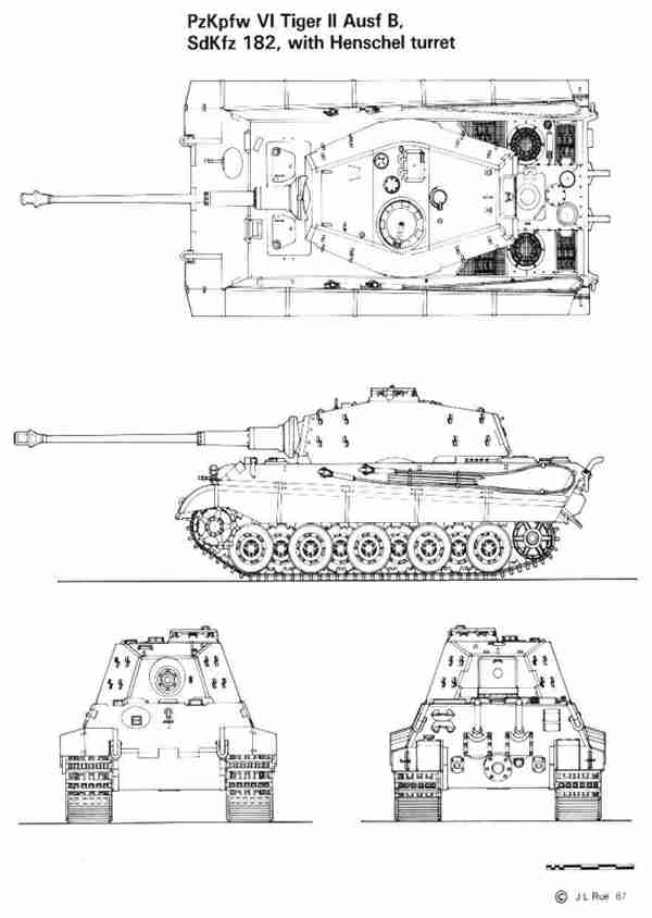 Line Drawing of PzKpfw VI Tiger II