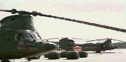 Singapore's Chinooks with SCDF fire fighting equipment