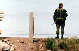 Cpl. Pappin on duty on the bridge.