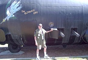 Dick Grimes, Orlando,Florida checks out the gatling guns at the 2001 reunion at Fort Walton Beach.