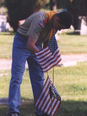 Boy Scout Troop 111 helps place flags