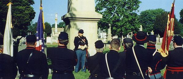 Second Lieutenant Gregg Mierka (PDC, PCC) of Battery A honors Major General Stevens