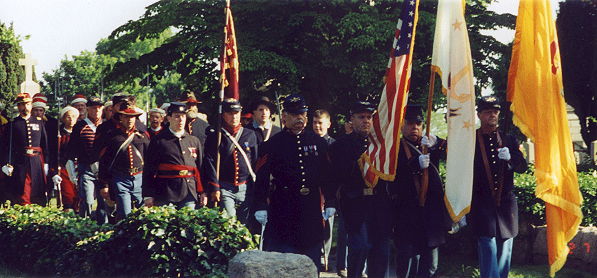 Company A leads the units to the Civil War Soldiers and Sailors Burial Plot