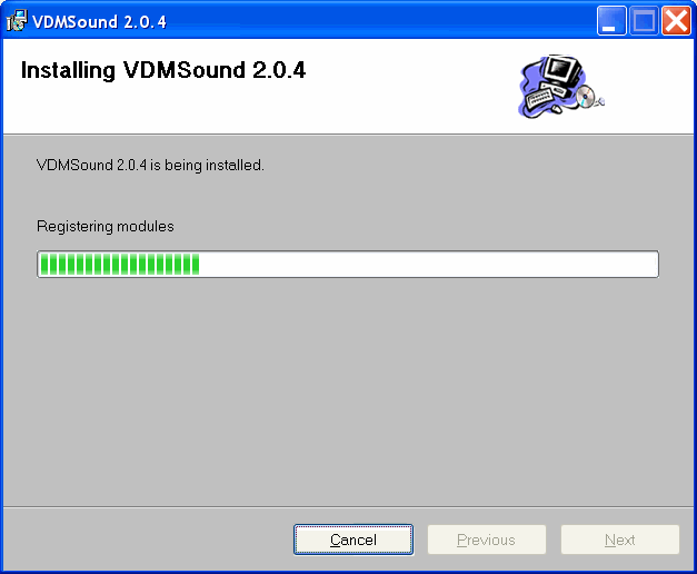 VDMSound Installation Wizard Installing