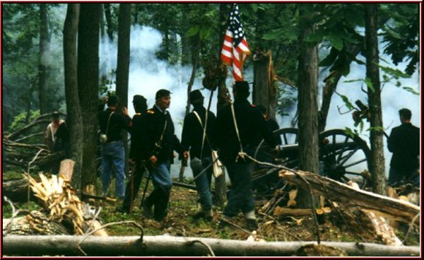 Knap's Battery during the Battle of Culp's Hill, Gettysburg.