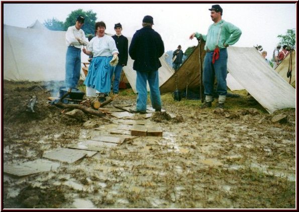 Knap's camp at the Gettysburg Mud March of 1995