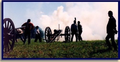 FIRE! Knap's Battery fires a round at the 125th Anniversary Re-enactment of the Spring Campaign of 1864. 