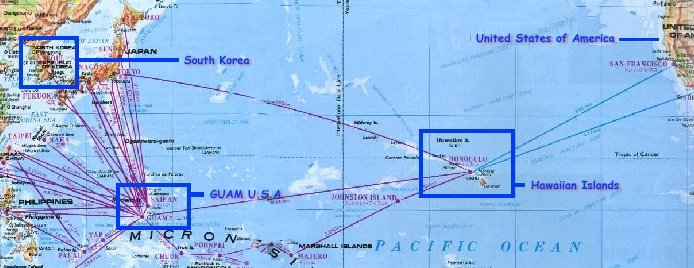 Map of the Pacific, Copyright(c) 1989 Continental Micronesia