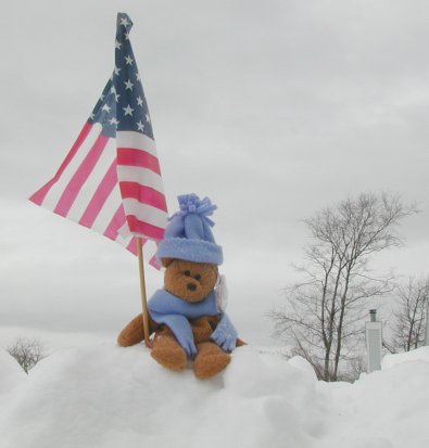 Curly with flag