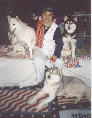 l-r Claudia, Sybelle, Me, Sky & on the floor Marius