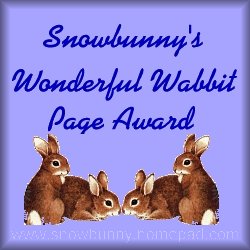 Snowbunny's Wonderful Wabbit Page Award.  Presented: July 21, 1999