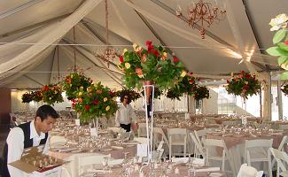 Frame Tent Being Set Up For A Wedding Reception