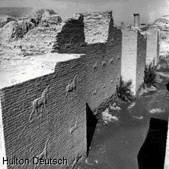 Ancient city of Babylon lies in ruins at the east of the Euphrates River