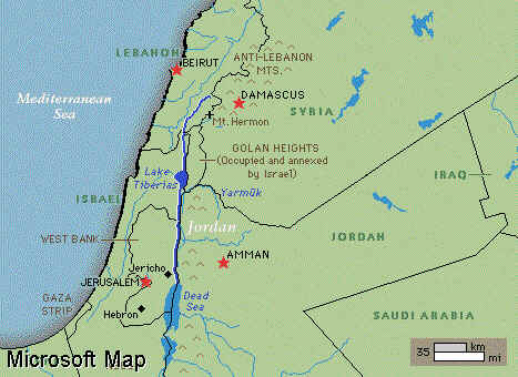 The Jordan River courses down into the Dead Sea