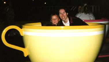 Bryony and Kat on the Tea Cups, 1997.