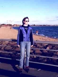 In-line skating along St Kilda foreshore, 1997.