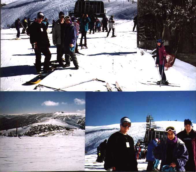 At the ski fields of Mt. Hotham with friends (Richard, Jordan and Anna), 1998.